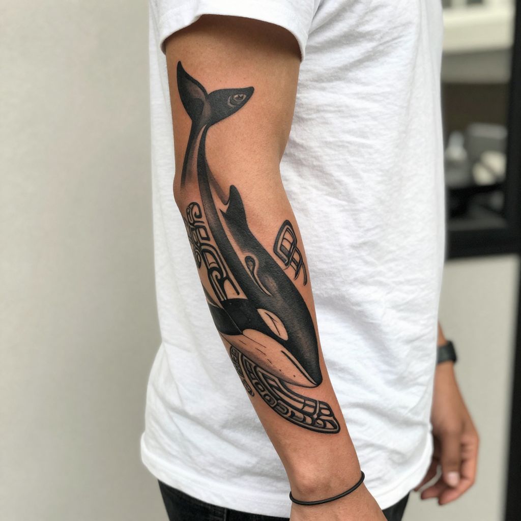 Haida Orca Forearm Tattoo