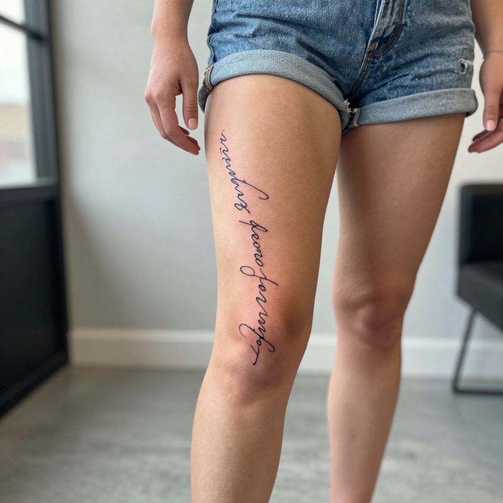 Scripted Quote Curve tattoo