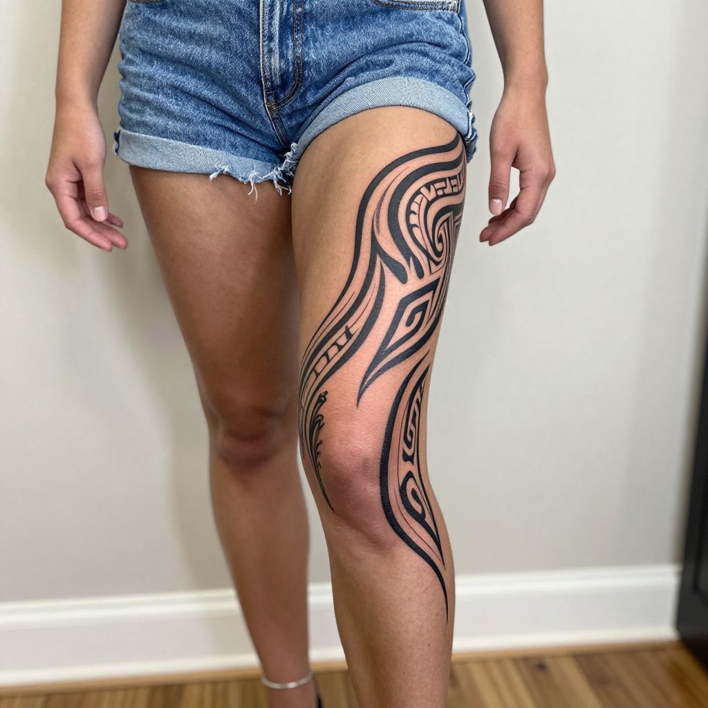 Tribal Knee Band tattoo