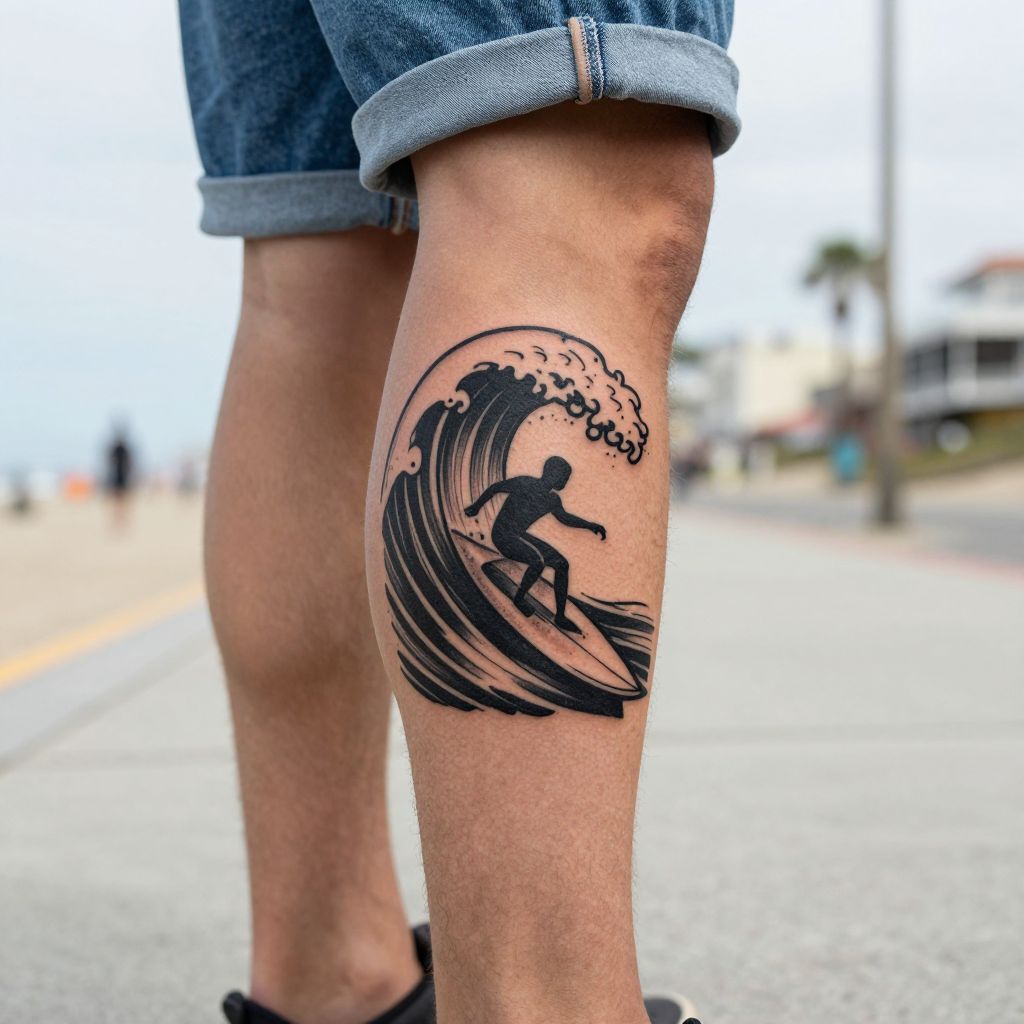 Surfer’s Wave Silhouette