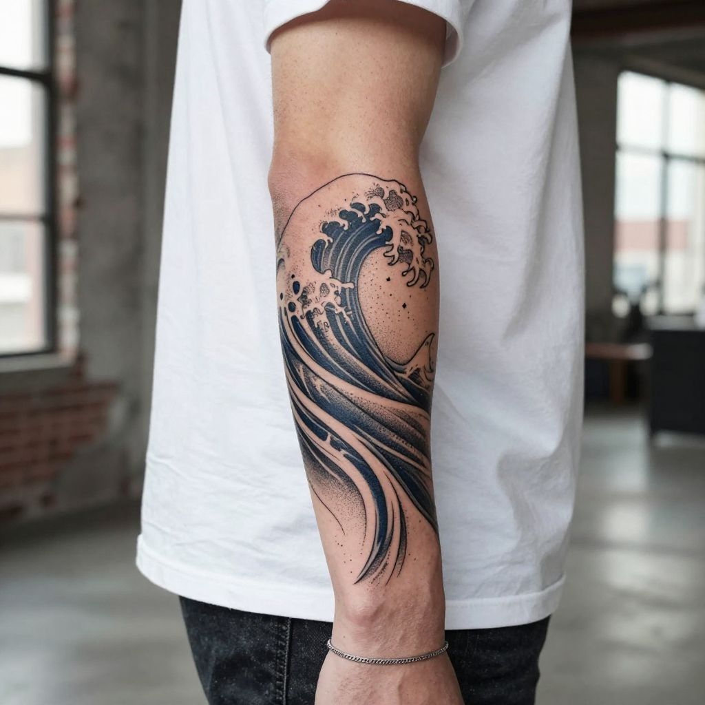 Abstract Wave with Dotwork